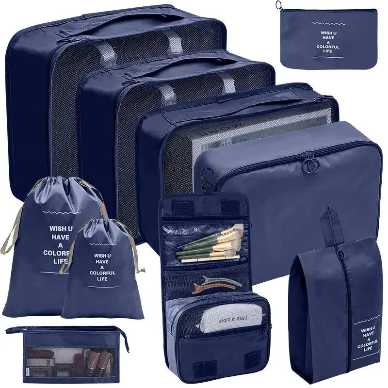 7/10-Piece Oxford Travel Organizer Set, Packing Cubes, Shoe Pouches, Foldable Luggage Bags for neatly organizing suitcase clothing