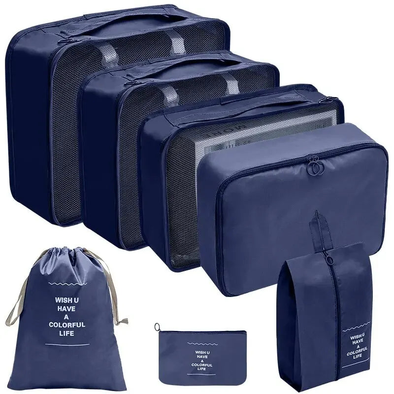 7/10-Piece Oxford Travel Organizer Set, Packing Cubes, Shoe Pouches, Foldable Luggage Bags for neatly organizing clothes and accessories