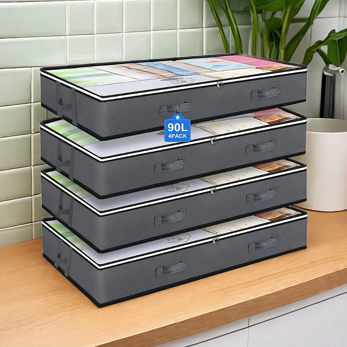 Under Bed Storage Containers, Dustproof Non-Woven Quilt And Bedding Organizer For Closet