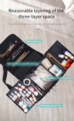 4-Tier Makeup Train Case, Portable Cosmetic Organizer, Adjustable Nail Storage Travel Bag with spacious multi-level compartments