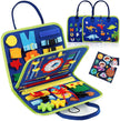 Montessori Busy Board For Toddlers, Sensory Life Skills Toy With Dressing Activities, Ages 3-6 portable travel activity toy for preschoolers