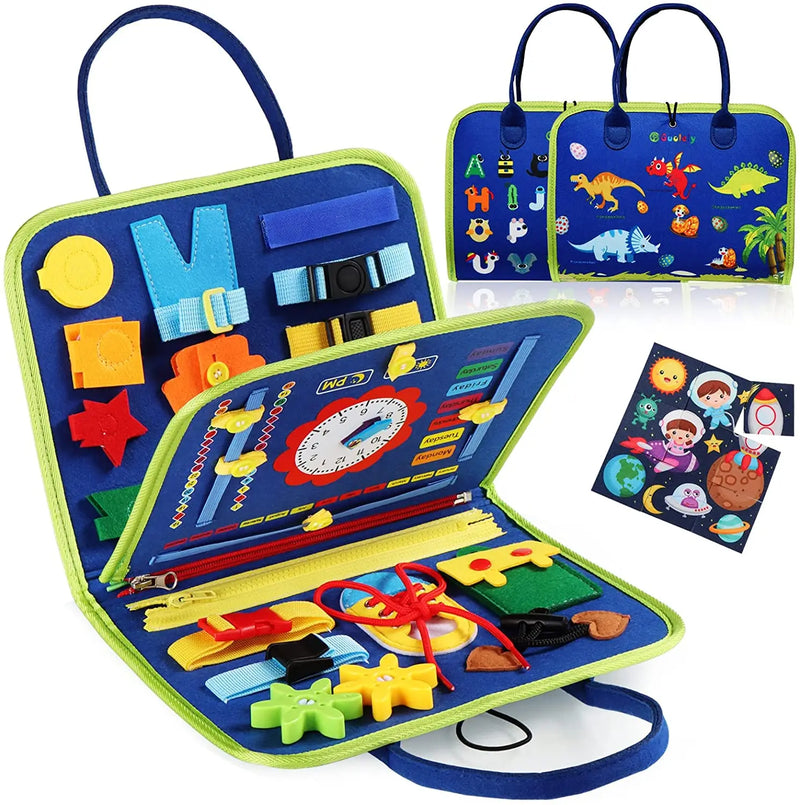 Montessori Busy Board For Toddlers, Sensory Life Skills Toy With Dressing Activities, Ages 3-6 portable travel activity toy for preschoolers