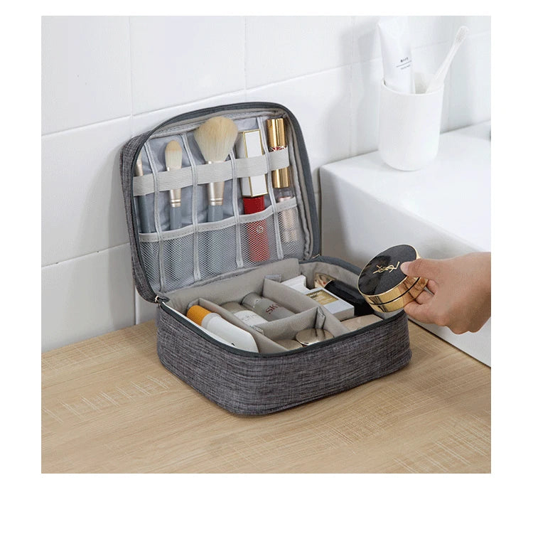 Travel Electronics Organizer Bag, Multi-Layer Oxford Cable, Charger And Tech Accessory Case with compact rectangular design