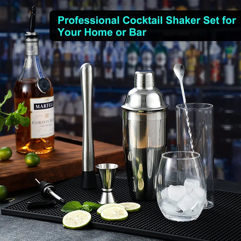 6/7/10-Piece Stainless Steel Cocktail Shaker Set, 304 Bartending Tools With Storage Bag with convenient storage bag for home bartending