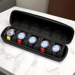 5-Slot Watch Travel Case With Velvet Pillow Inserts, Hard Shell Organizer For Smartwatches, Black for travel and storage