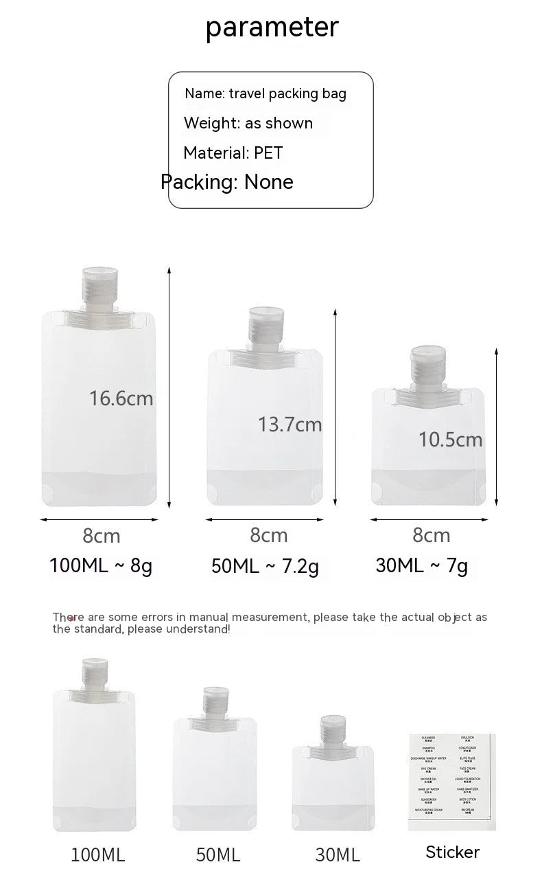 5pcs Travel Lotion Body Wash Shampoo Split Bag Portable Facial Cleanser Disposable Cosmetic Bottle