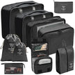7/10-Piece Oxford Travel Organizer Set, Packing Cubes, Shoe Pouches, Foldable Luggage Bags with separate shoe storage