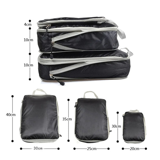 Foldable Compression Packing Cubes, Waterproof Oxford Travel Bags With Handles, Luggage Organizer for compact suitcase packing