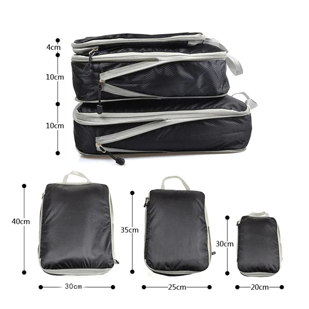 Foldable Compression Packing Cubes, Waterproof Oxford Travel Bags With Handles, Luggage Organizer for compact suitcase packing