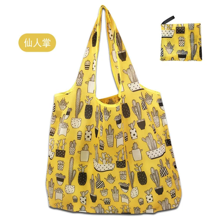 Large Foldable Reusable Shopping Tote Bag, Eco-Friendly 190T Polyester Carryall