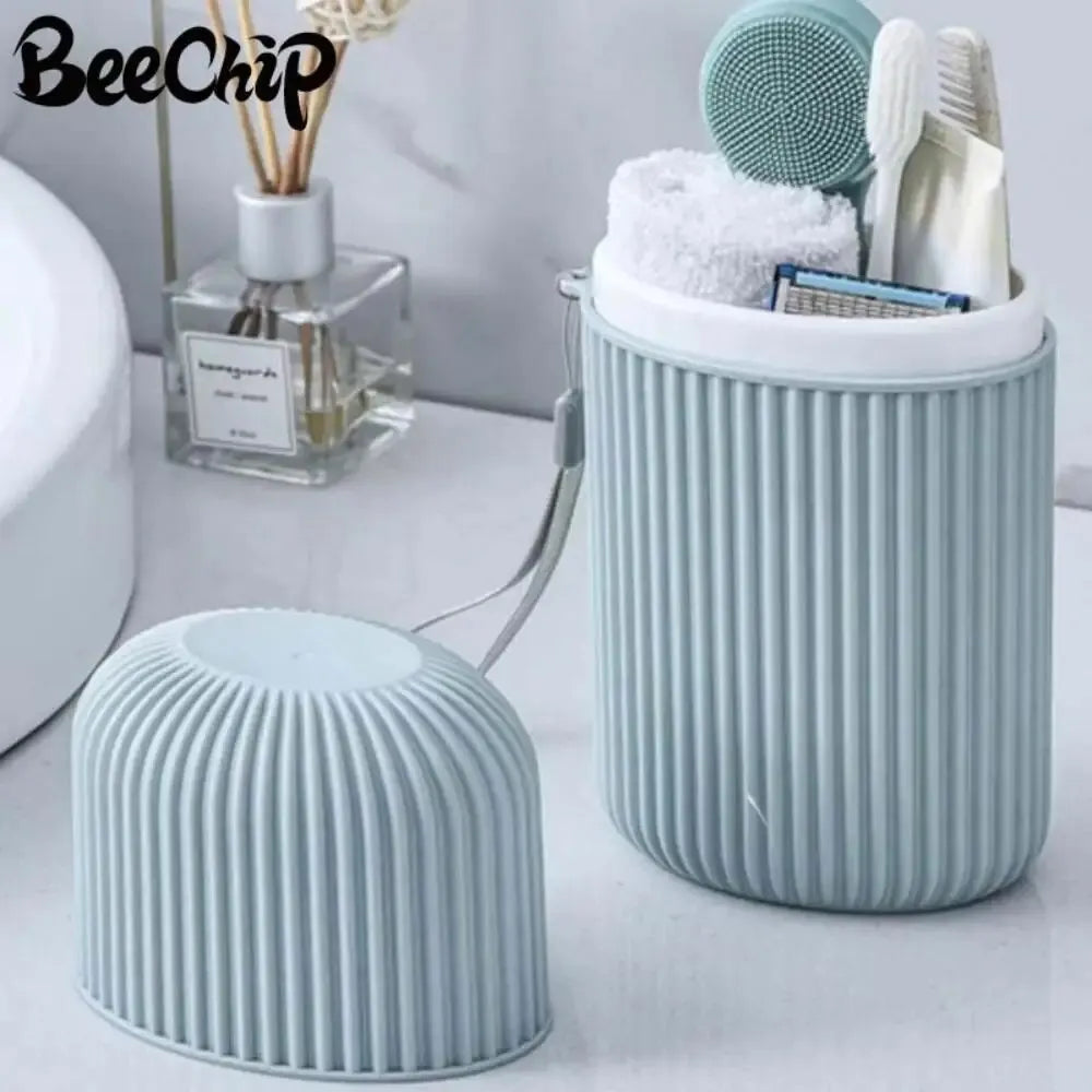 Portable Travel Mouthwash Cup With Lid, Toothbrush Storage Case, Multifunctional PP Organizer
