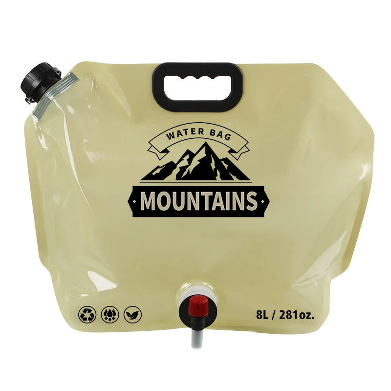 5L/8L/10L Folding Water Container Bag With Handle, Portable Camping Travel Outdoor Jug folded for space-saving storage