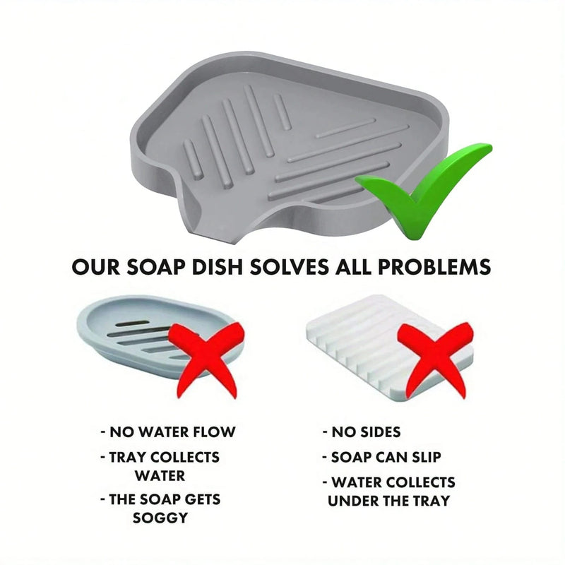 1/2Pcs Silicone Sink Caddy Tray With Drainage, Sponge Soap Holder, Space-Saving Kitchen Organizer made from flexible silicone