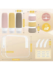 6-Piece TSA Travel Toiletry Bottle Set With 3 Leak-Proof Silicone Bottles And 3 Cream Jars, reusable travel bottles and cream jars for organized packing