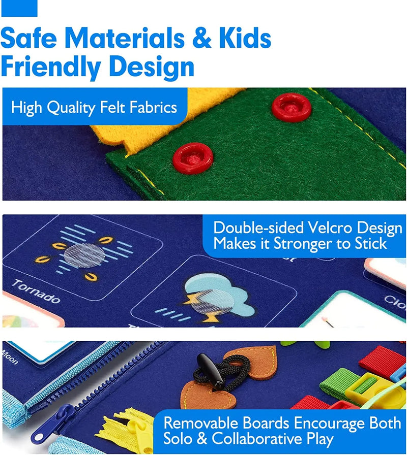 Montessori Busy Board For Toddlers, Sensory Life Skills Toy With Dressing Activities, Ages 3-6 portable travel activity toy