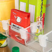 4/8Pcs Adjustable Refrigerator Storage Dividers, Plastic Fridge Separators For Bottles And Cans product set measuring 7.7 x 5.5 cm