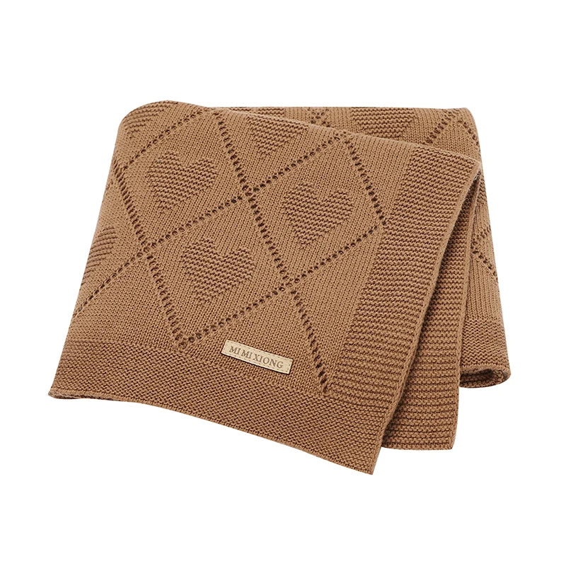 Soft Cotton Baby Blanket 90x70cm Newborn Knit Swaddle Wrap For Stroller Nursery in a versatile solid-color style