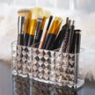 Diamond Patterned 3-Grid Transparent Storage Box, Cosmetic And Bathroom Organizer for makeup, skincare, and bathroom essentials