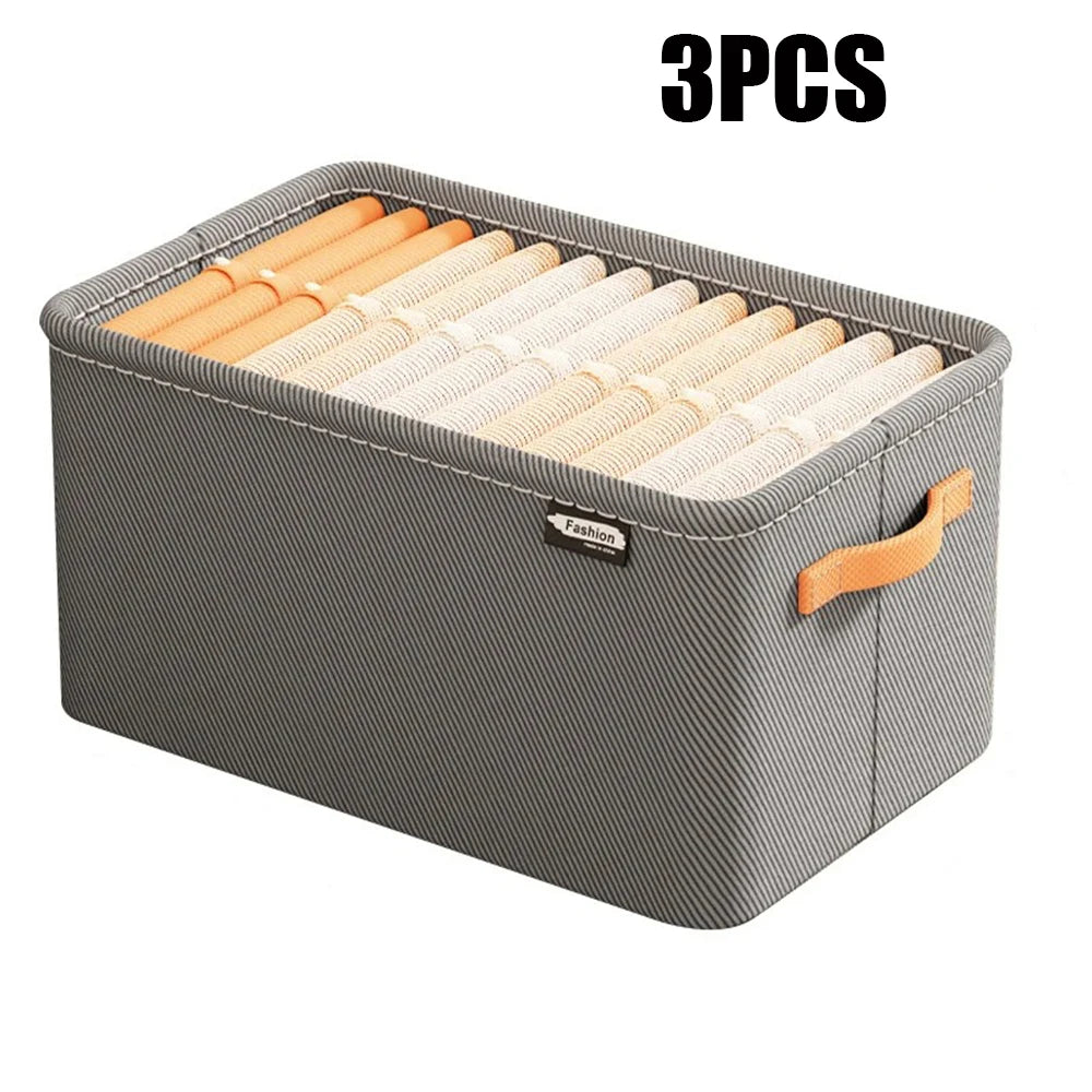 3-Pack Foldable Clothing Storage Bins, Large Non-Woven Closet Organizers With Handles