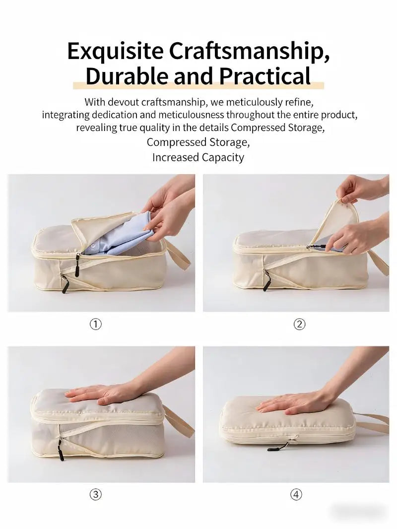 HOMEFISH 3-Piece Compressible Travel Packing Cubes, Waterproof Luggage Organizer Set for separating clothing, accessories, and travel essentials