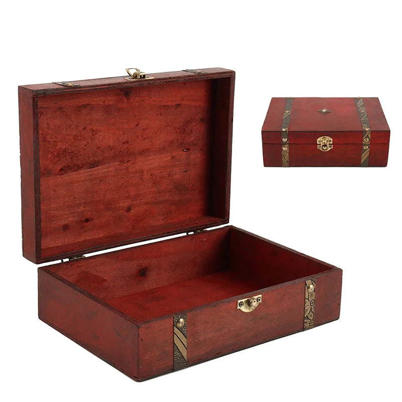 Vintage Wooden Storage Box With Bronze Details, Jewelry Organizer, Keepsake Chest 23x16x7.5cm open for storing jewelry and keepsakes