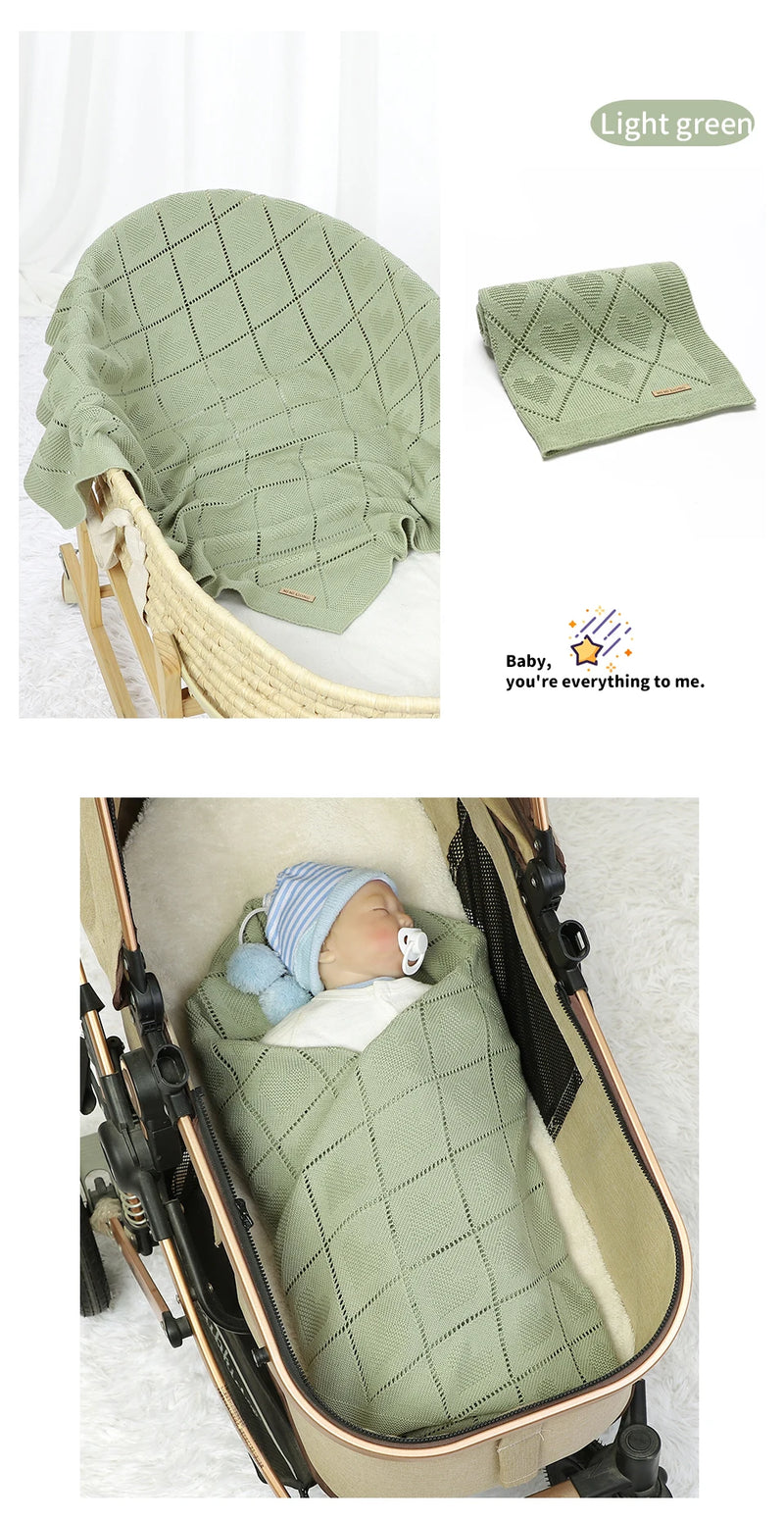 Soft Cotton Baby Blanket 90x70cm Newborn Knit Swaddle Wrap For Stroller Nursery for newborns and infants