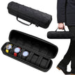 5-Slot Watch Travel Case With Velvet Pillow Inserts, Hard Shell Organizer For Smartwatches, Black showing five cushioned watch compartments
