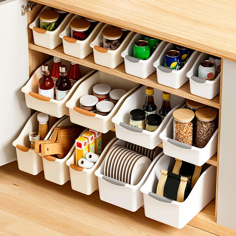 1/3pcs Multi-Functional Curved Storage Baskets, Space-Saving Plastic Organizer Boxes For Home in reusable lightweight plastic