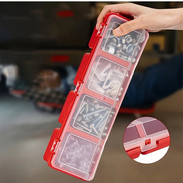 1Pc/2Pcs Multi-Compartment Plastic Organizer Box For Screws, Jewelry, Beads And Small Parts, compact plastic box for craft and hardware storage