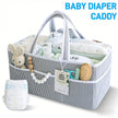 Baby Diaper Caddy Organizer, Organic Cotton Storage Basket For Newborn Essentials for neat nursery and changing table storage