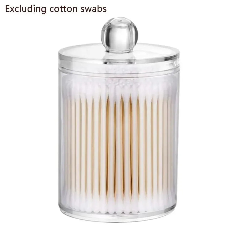 Makeup Organizer Cotton Swab Storage Box With Lid Acrylic Container Jar Makeup Box Jewelry Box Bathroom Cotton Pad Empty Z1S2