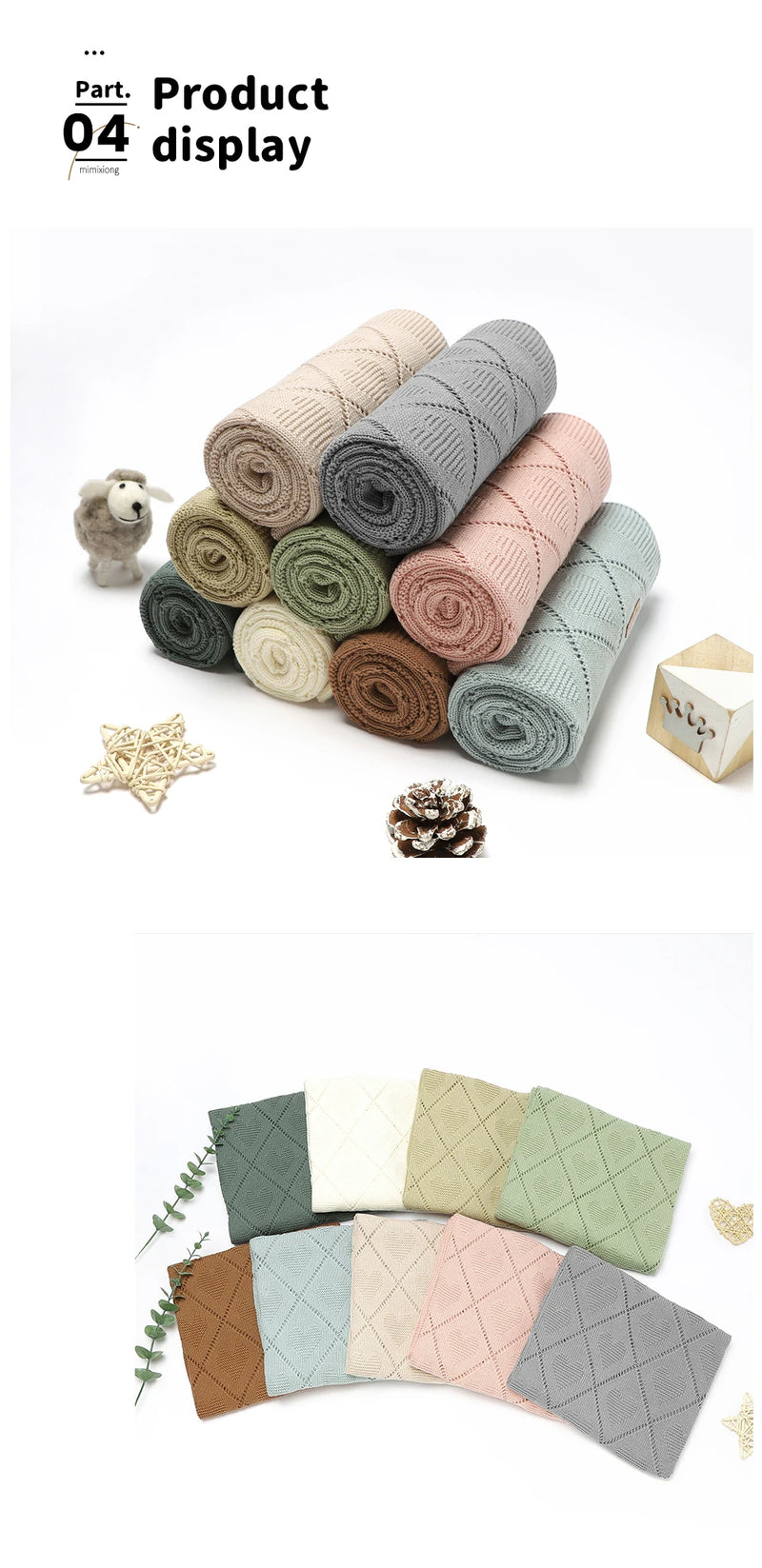 Soft Cotton Baby Blanket 90x70cm Newborn Knit Swaddle Wrap For Stroller Nursery suitable for nursery, travel, and four-season use
