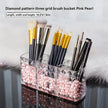 Diamond Patterned 3-Grid Transparent Storage Box, Cosmetic And Bathroom Organizer with cosmetics and small accessories