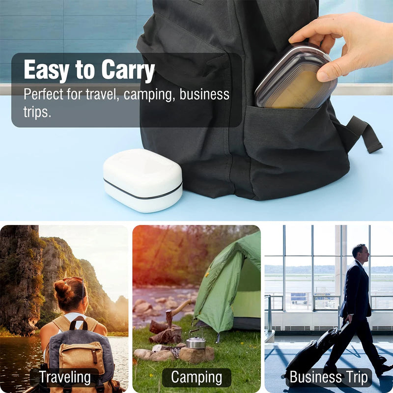 Portable Black Bamboo Soap Dish With Cover, Double-Layer Travel Holder For Shower shown with its compact covered design