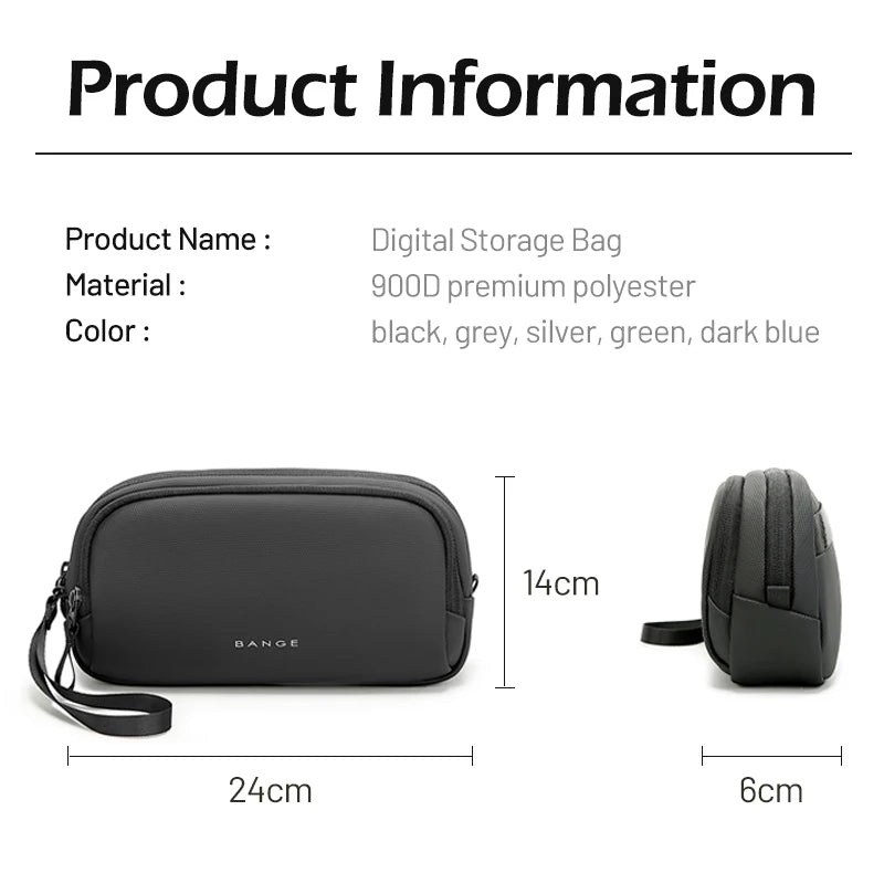 BANGE Electronics Organizer Bag, Waterproof Travel Case With USB Cable Storage For Gadgets with organized compartments for cables, adapters, earbuds, and small devices
