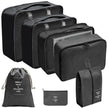 7/10-Piece Oxford Travel Organizer Set, Packing Cubes, Shoe Pouches, Foldable Luggage Bags shown as a complete travel storage set