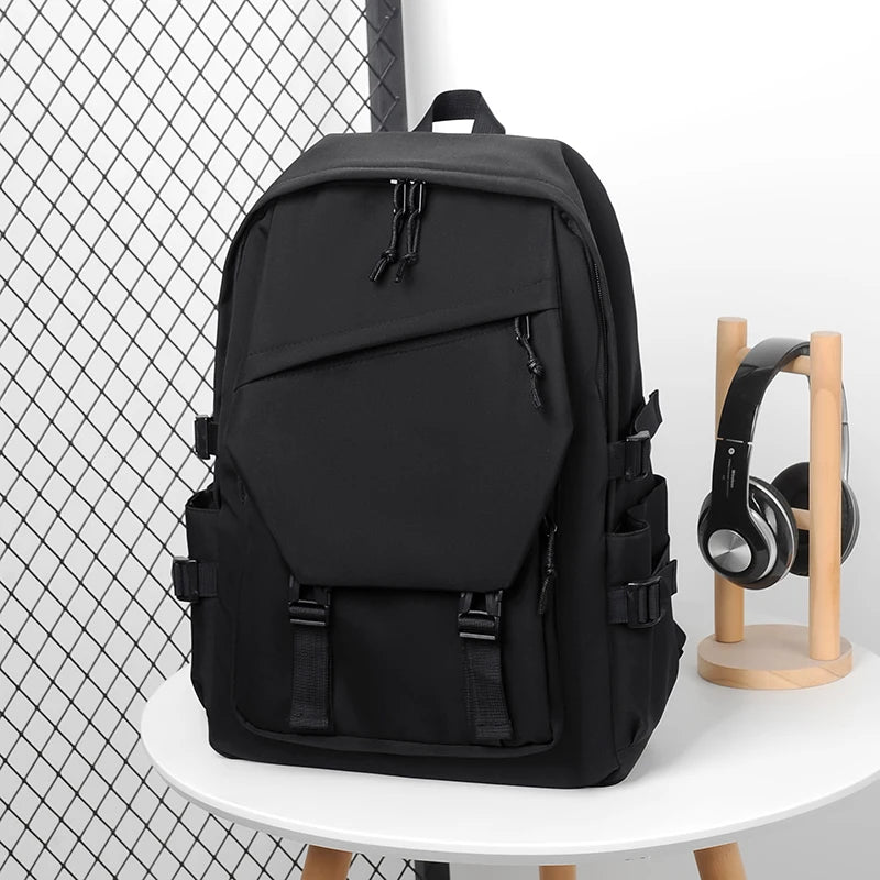 Large Capacity Nylon Backpack, 20-35L Unisex Travel School Work Bag, Lightweight shown from the front