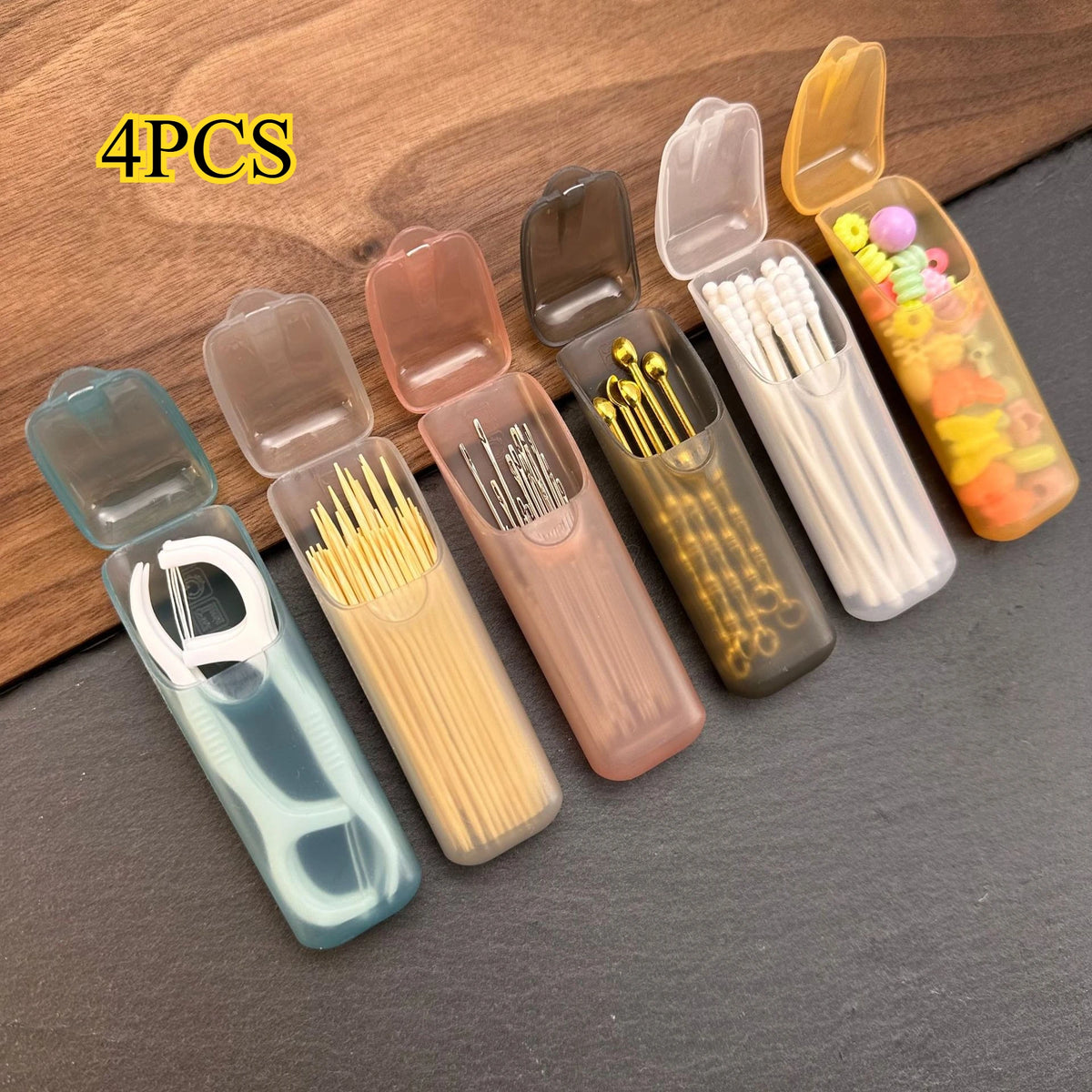 4-Piece Mini Portable Storage Boxes, Small Parts Organizer For Pills, Jewelry & Toothpicks for beads, coins, craft supplies, and small parts