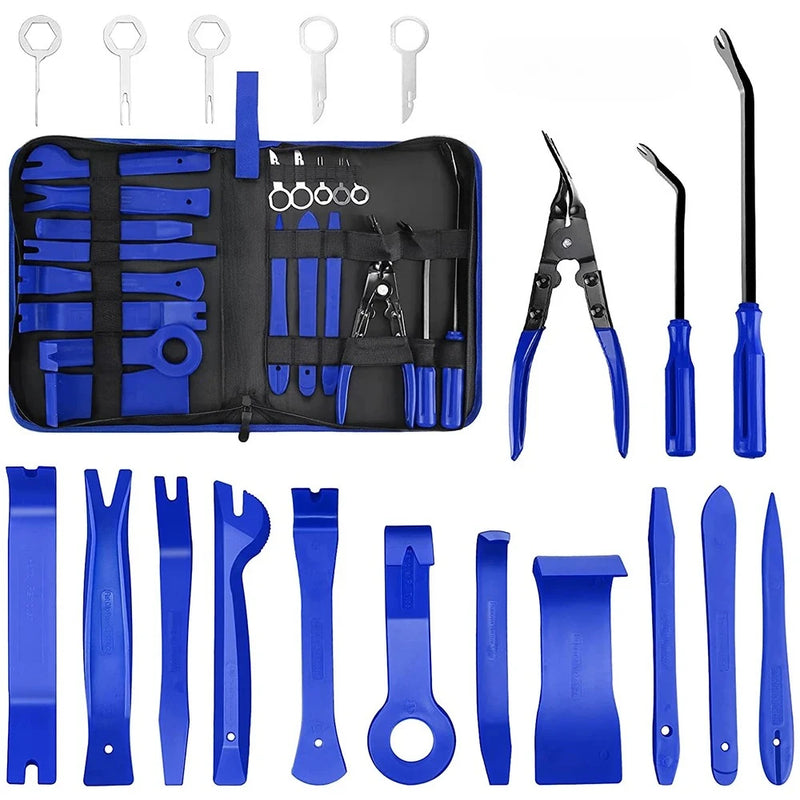 5/11/19Pcs Car Trim Removal Tool Set With Clip Pliers, Fastener Remover, Stereo Tools Kit with assorted automotive trim pry tools