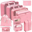7/10-Piece Oxford Travel Organizer Set, Packing Cubes, Shoe Pouches, Foldable Luggage Bags featuring separate shoe storage pouches
