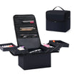 4-Tier Makeup Train Case, Portable Cosmetic Organizer, Adjustable Nail Storage Travel Bag with spacious compartments for makeup, brushes, and beauty tools