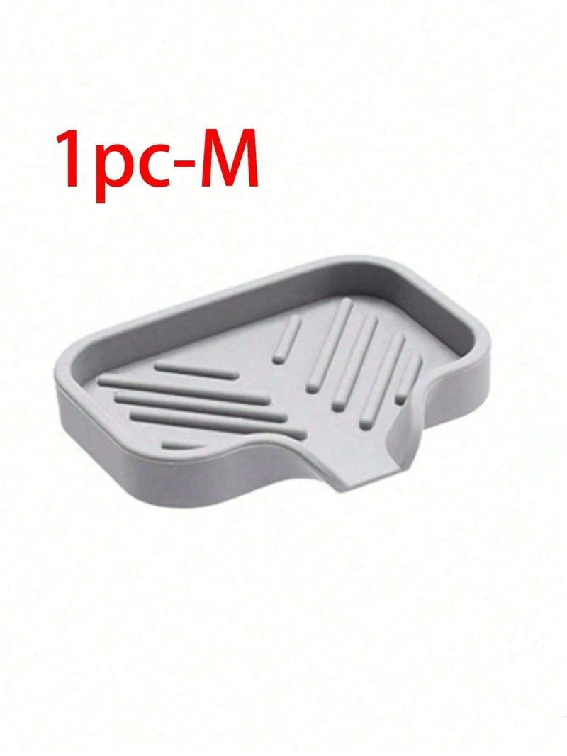 1/2Pcs Silicone Sink Caddy Tray With Drainage, Sponge Soap Holder, Space-Saving Kitchen Organizer holding sponges and dish soap
