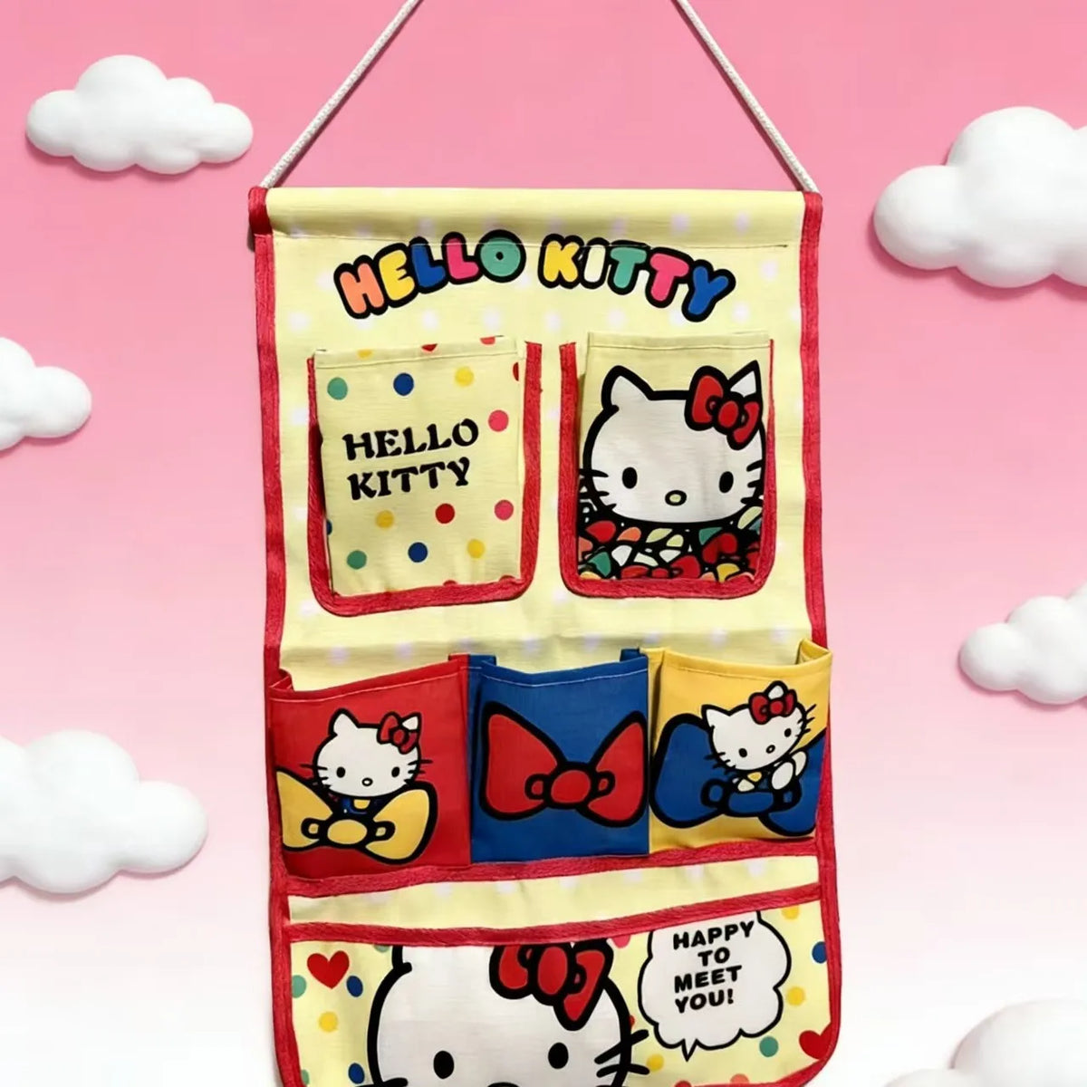 Sanrio Hello Kitty Hanging Storage Bag, Cartoon Wall-Mounted Organizer For Home And Desk