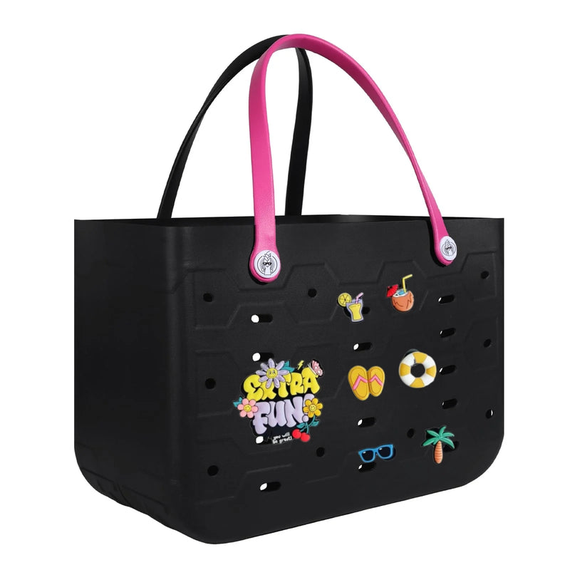 Unisex PVC Waterproof Tote Bag, Hollow-Out Beach Picnic Shopping Storage Basket made from easy-clean waterproof PVC