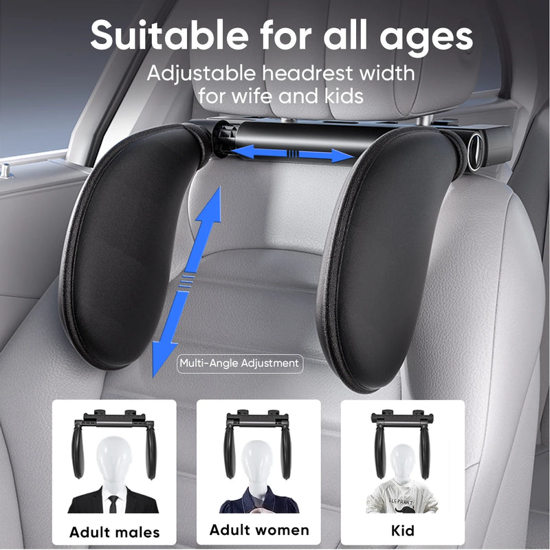 Car Headrest Pillow, Thick Memory Foam Neck Support, 180° Adjustable, Foldable Travel Cushion folded upward to save space when not in use