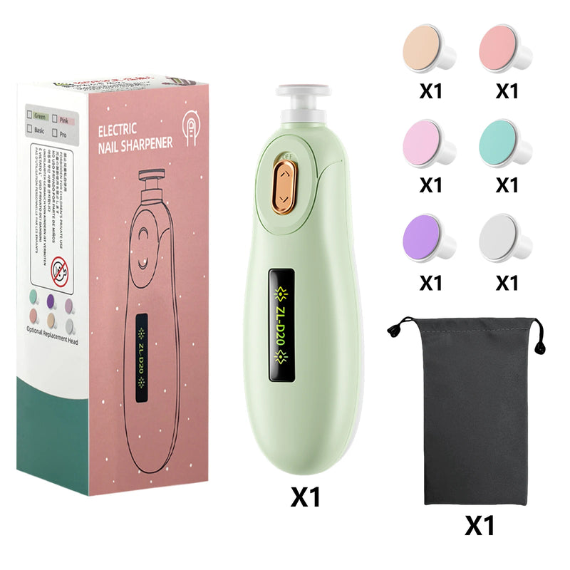 Electric Baby Nail Trimmer Kit With LED Light, Safe File For Newborns, Infants & Adults with filing options for the whole family