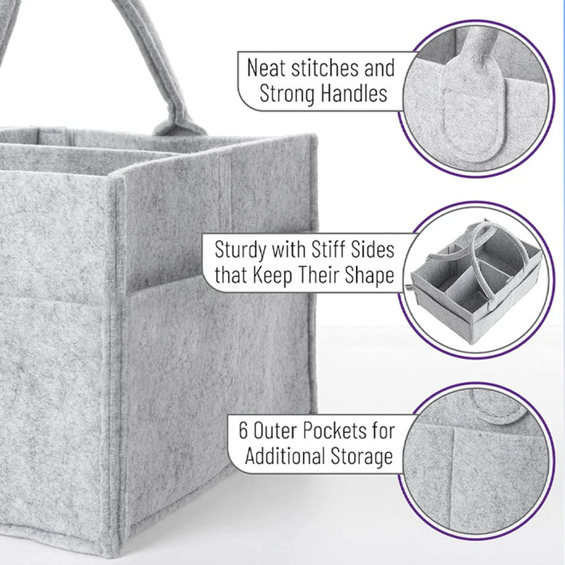 Children's Felt Diaper Storage Bag Baby Miscellaneous Toys Diapers Large Capacity Felt Diaper Bag made from durable polyester felt material