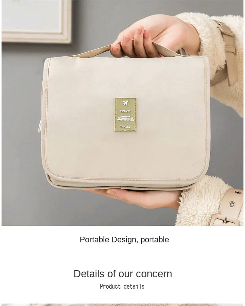 Waterproof Hanging Travel Makeup Bag, Foldable Toiletry Organizer With Hook for cosmetics and toiletries