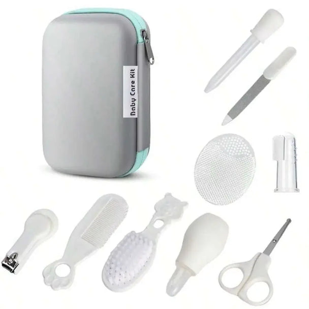 9-Piece Baby Grooming Kit With Travel Case, Nail Clippers, Comb, Brushes & Nose Cleaner product set
