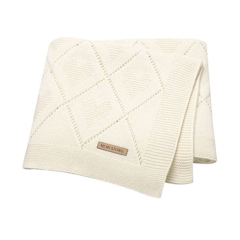 Soft Cotton Baby Blanket 90x70cm Newborn Knit Swaddle Wrap For Stroller Nursery, breathable unisex baby blanket